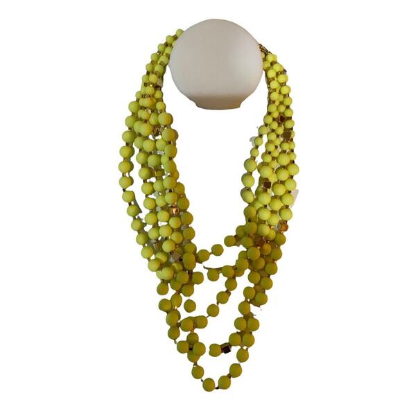 Vendome Yellow Beaded Multi Layer Necklace Women's Fashion Jewelry Accessories - Picture 6 of 7